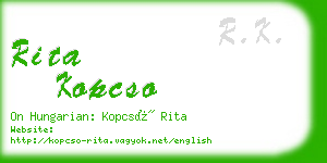 rita kopcso business card